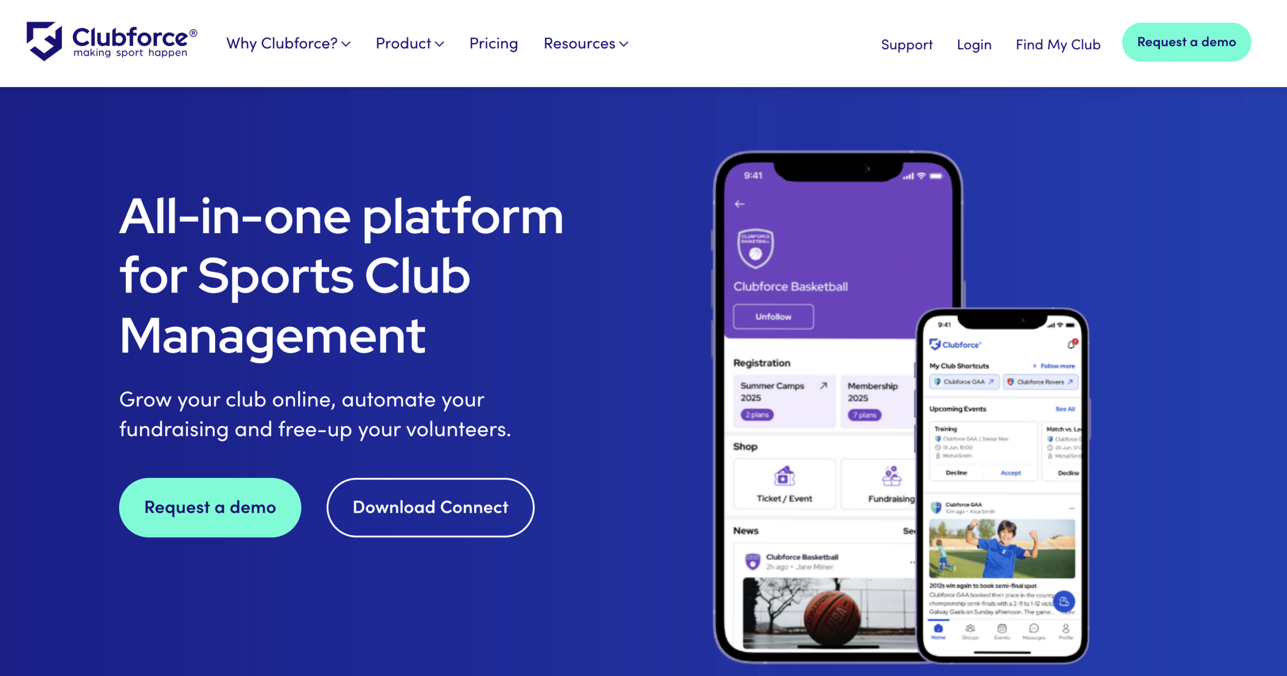 Clubforce alternative homepage